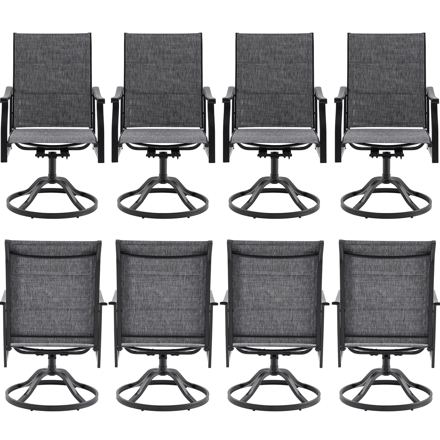 Farini 360° Swivel Outdoor Dining Chairs Set of 2, Patio Metal Paded Armchair with Textilene Fabric, All-Weather Resistant