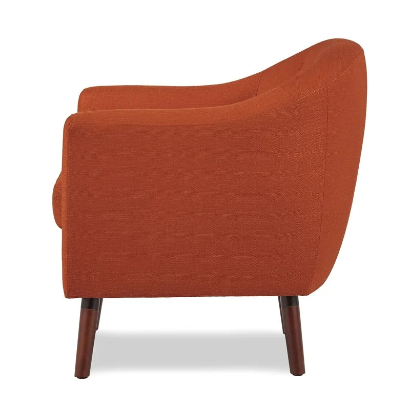 Button Tufted Upholstered Accent Chair With Solid Wood Legs