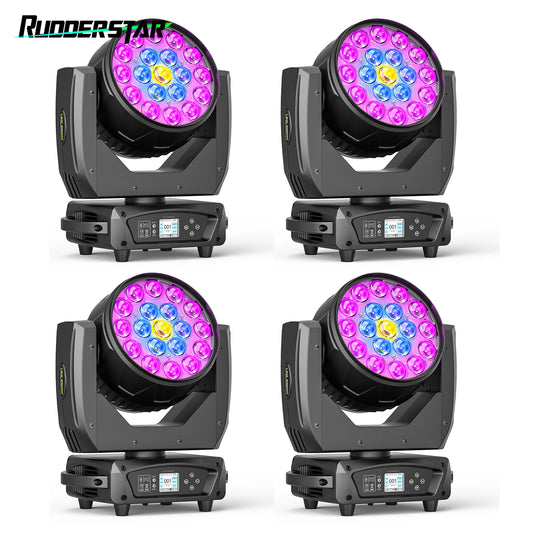 Rudderstar 4 Head RGBW Moving Head Stage Lights With Zoom Wash Effects