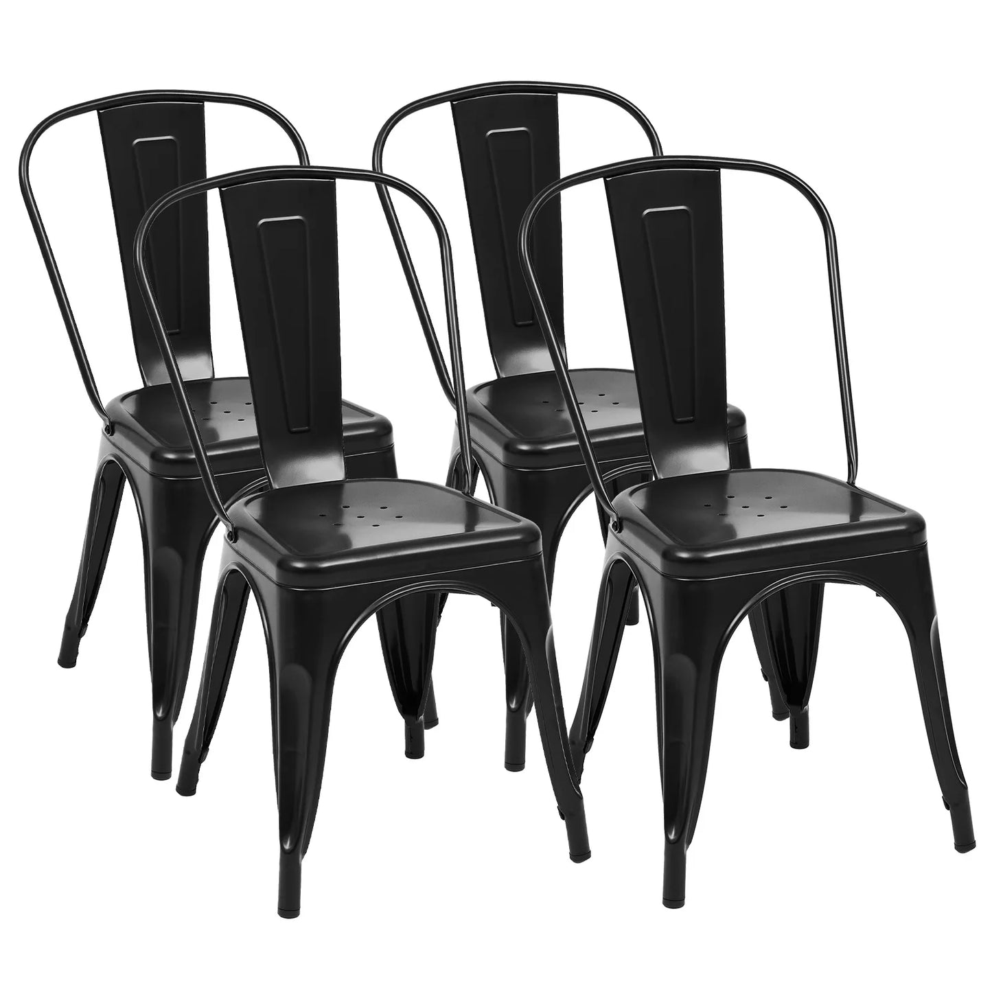 JHK Metal Stackable Dining Chairs For Patio And Outdoor Seating