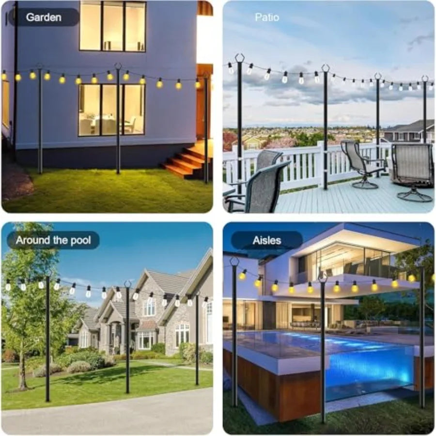 Outdoor String Light Poles With Fork Stand For Patio