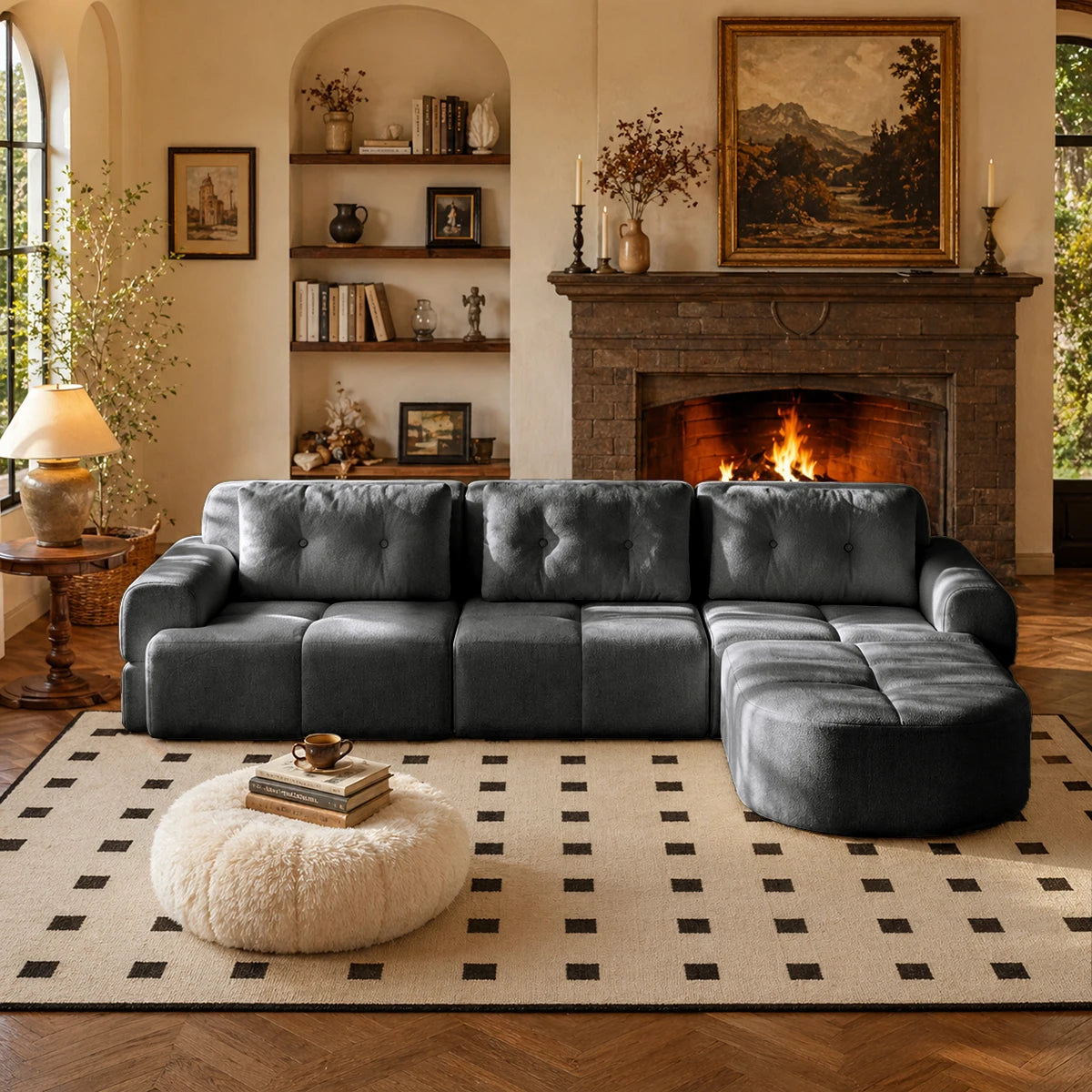 112.2" Convertible Modular Sectional Sofa, L-Shaped Couch with Chaise Lounge, Multifunctional Living Room Furniture