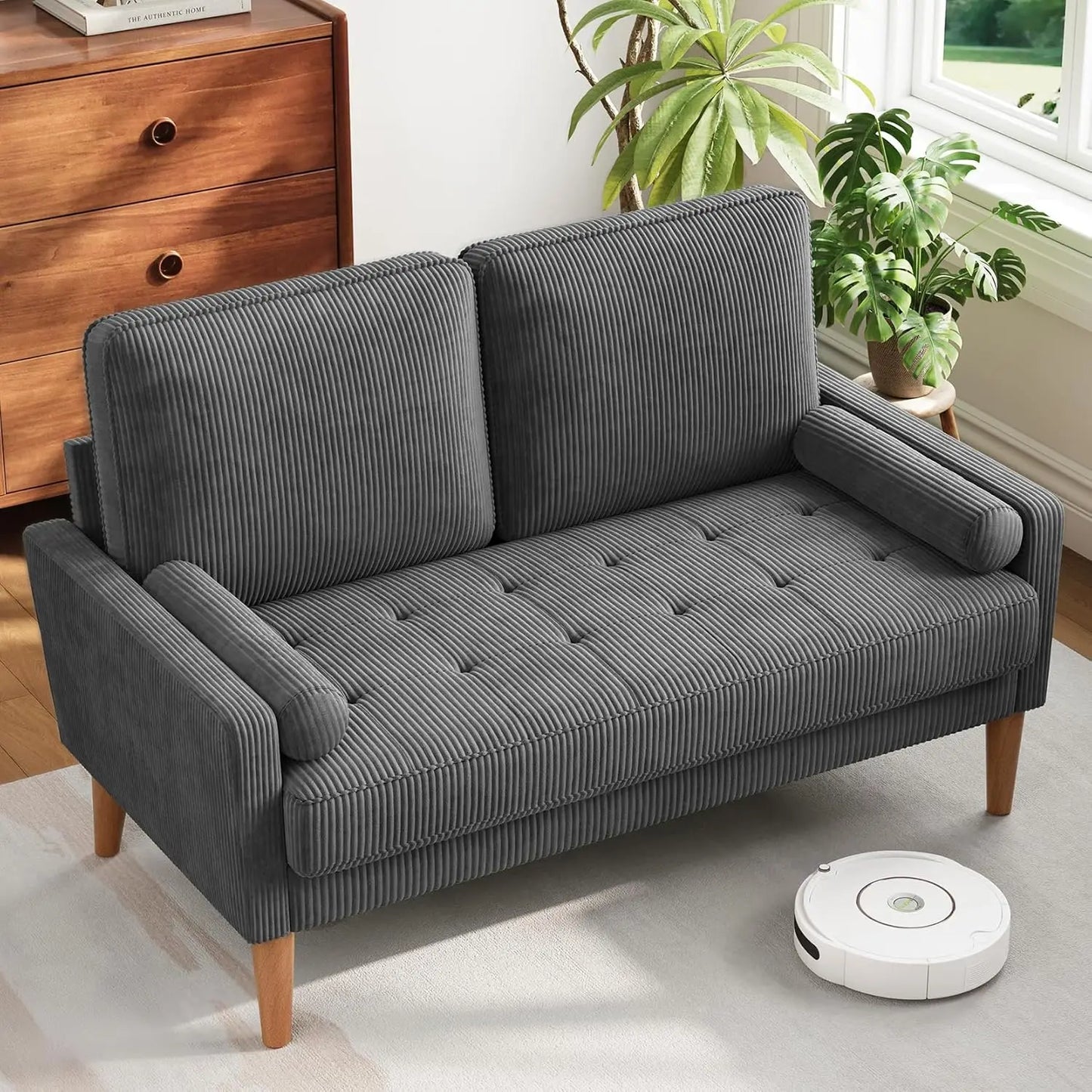 Vesgantti Mid Century Modern Loveseat Sofa With Solid Wood Legs