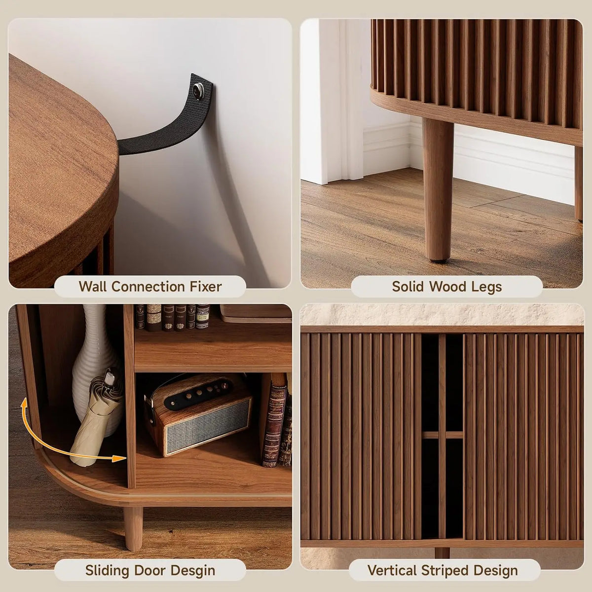 ONBRILL Mid Century Sideboard Buffet Cabinet With Adjustable Shelves