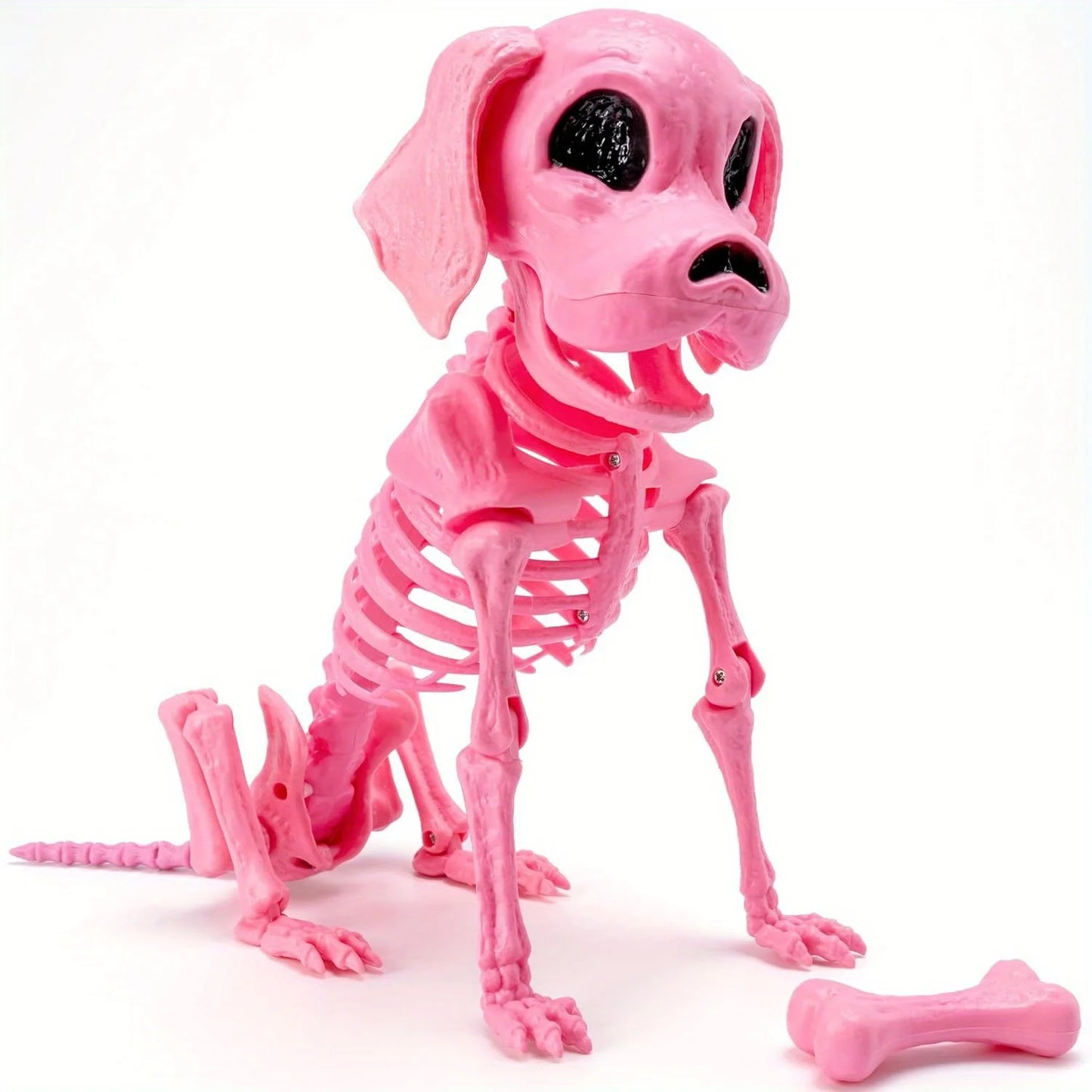 Posable Halloween Dog Skeleton Full Body Posable Joints Skeleton Puppy for Indoor Outdoor Skeleton Decorations Graveyard Party Haunted House Party Decor(9.8" X 4.7" X 12.6")