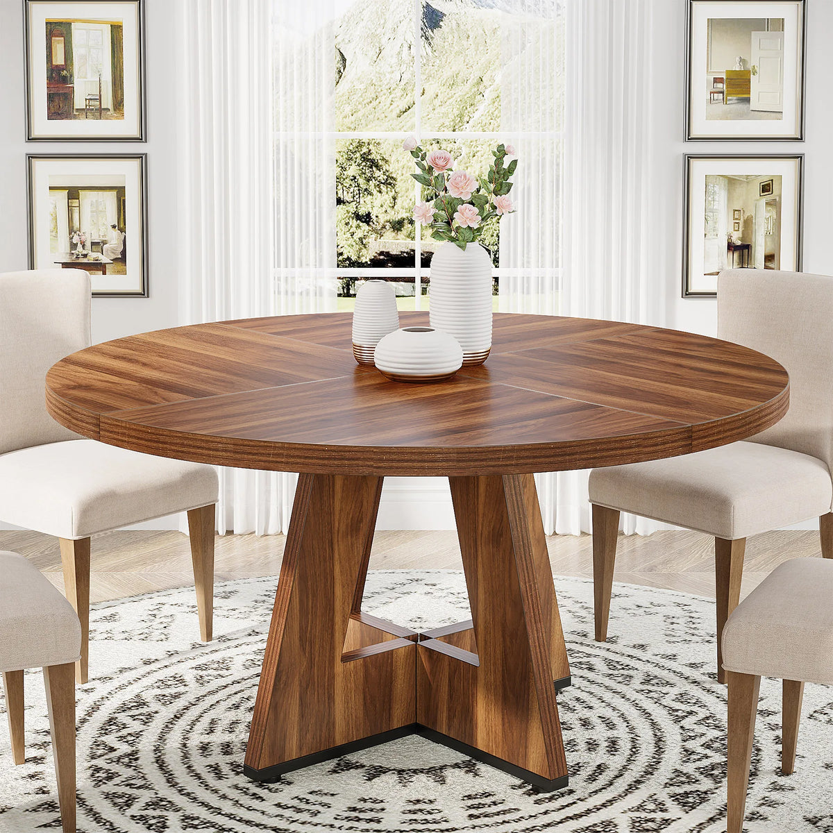 Tribesigns Modern Round Farmhouse Dining Table for Home