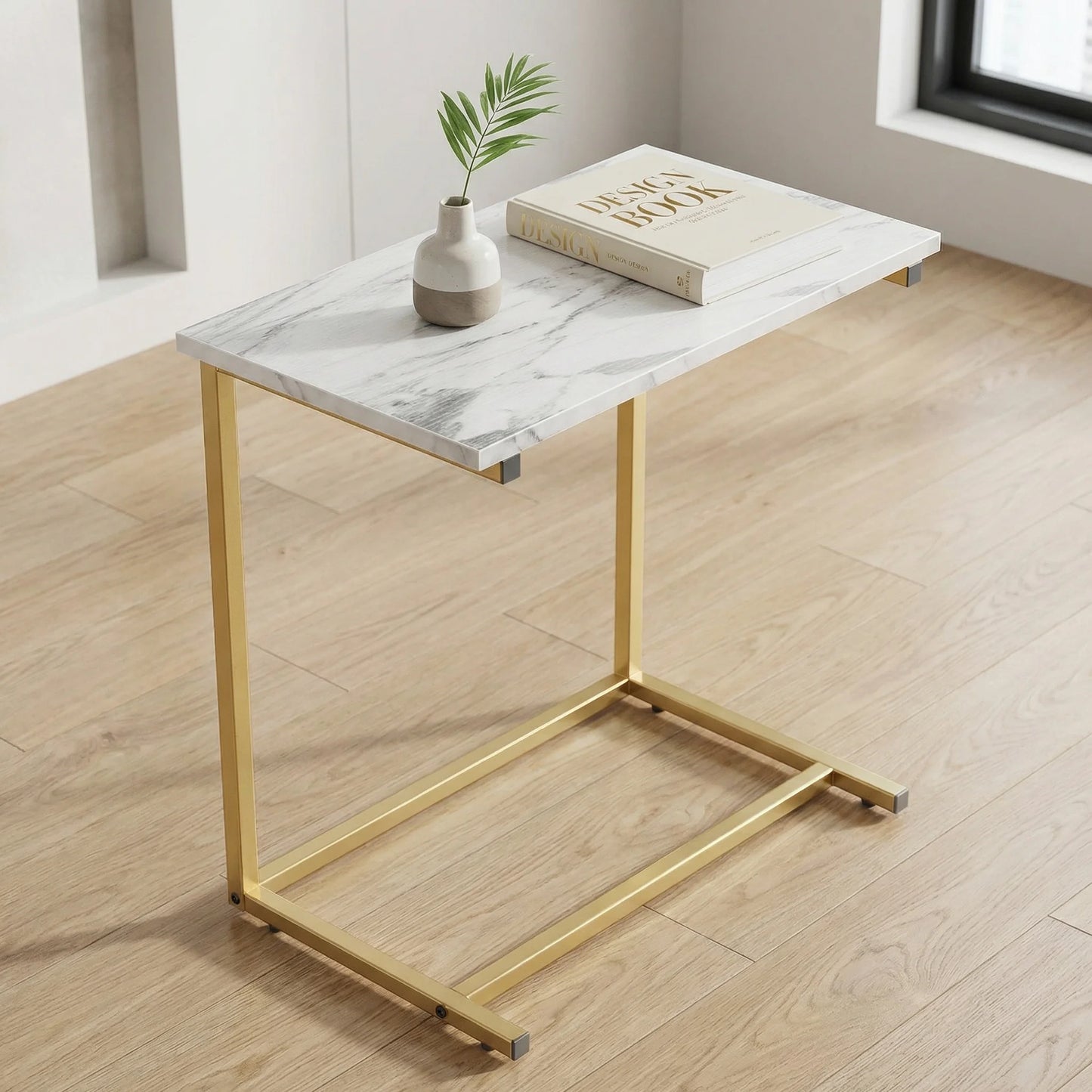 C Shaped End Table 27 Inches High, Side Table for Couch Slide Under, C Table Sofa Side End Table for Living Room