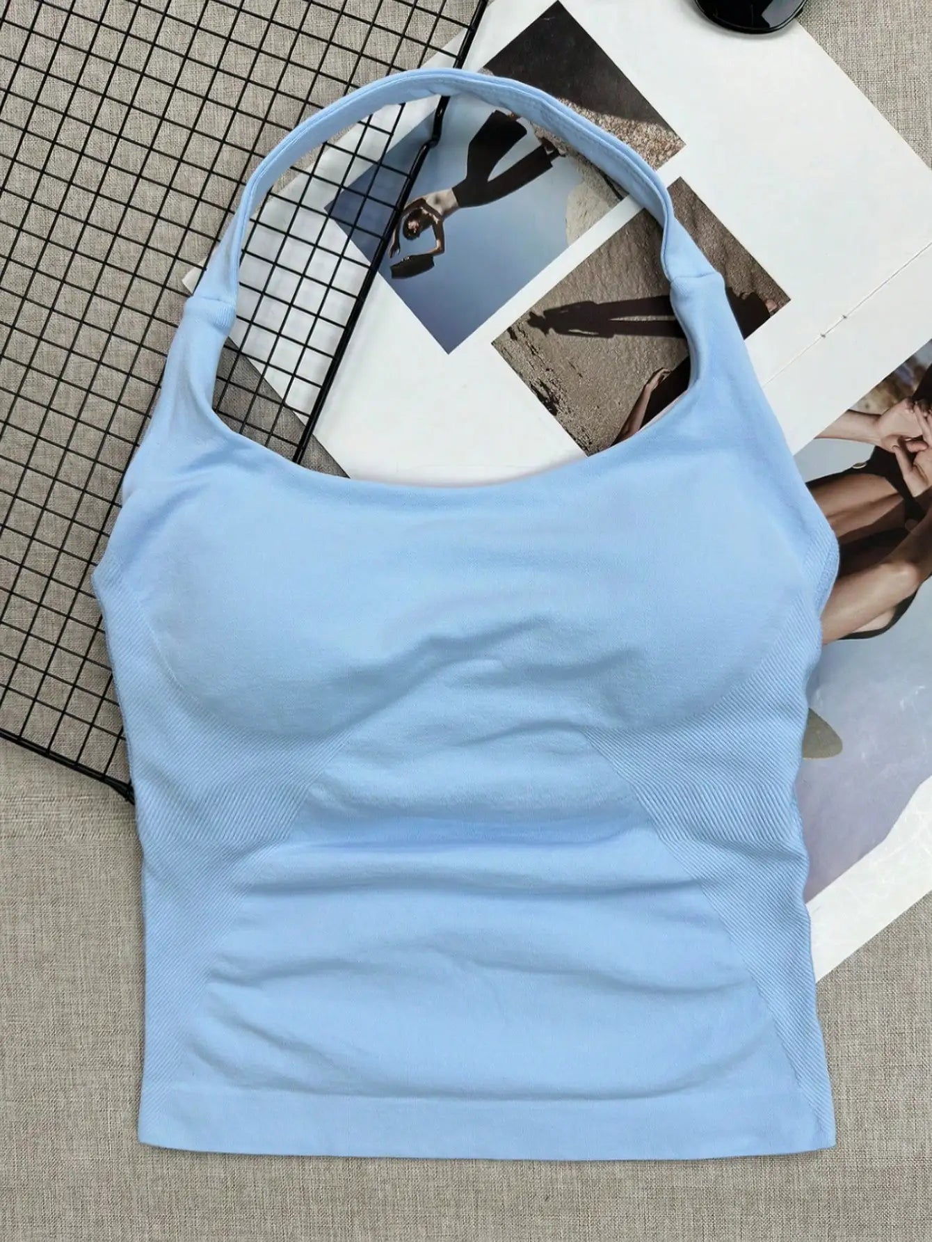 Seamless Long Camisole Sports Tank Top, Women, Built-In Removable Padded Bra, Yoga Workout Vest