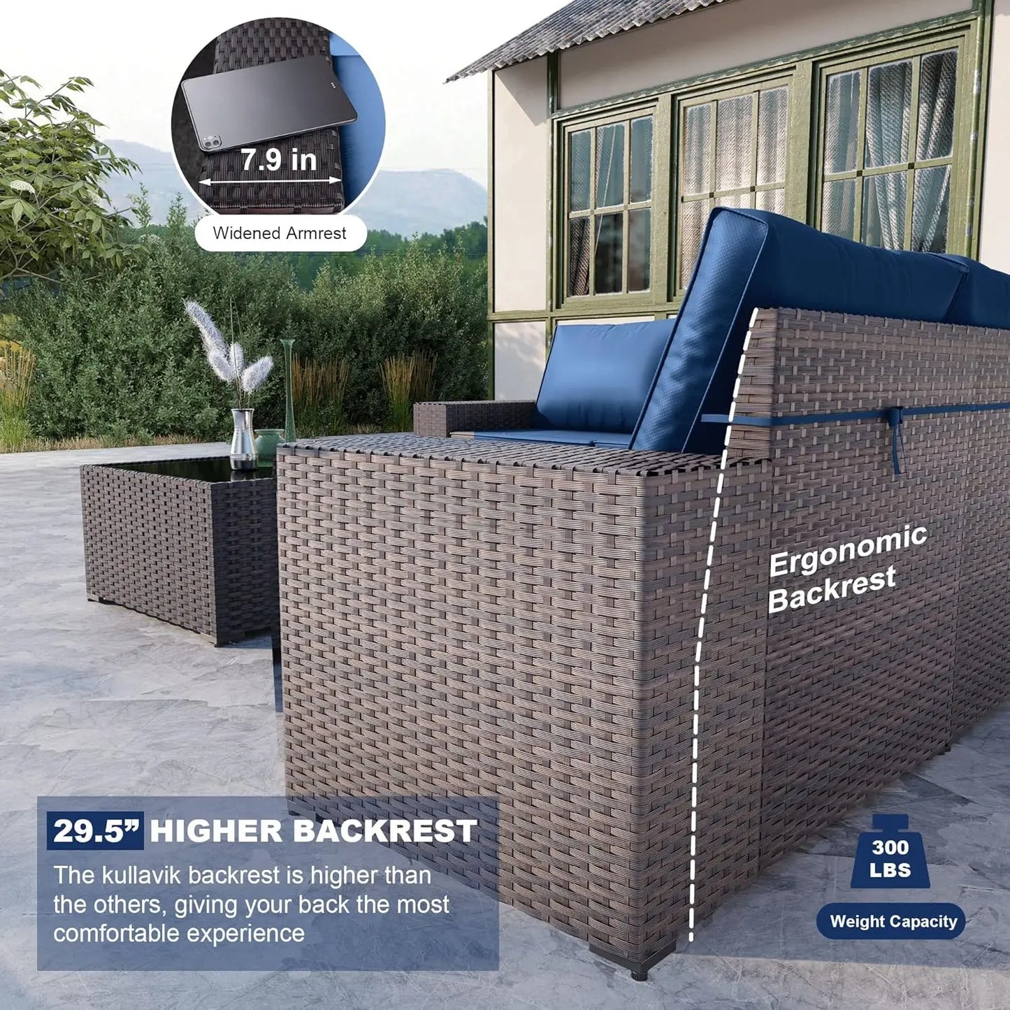 Outdoor Patio Furniture Set,12 Pieces Sectional Rattan Sofa Set Brown PE Rattan Wicker Patio Conversation Set with 10, Custom