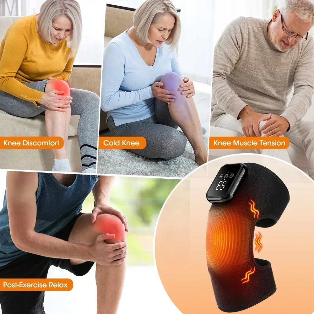 Electric Knee Heating Massager Brace Large Area Wrap Knee Support Strap Hot Compress Braces Pads Knee Sports Massage Protector