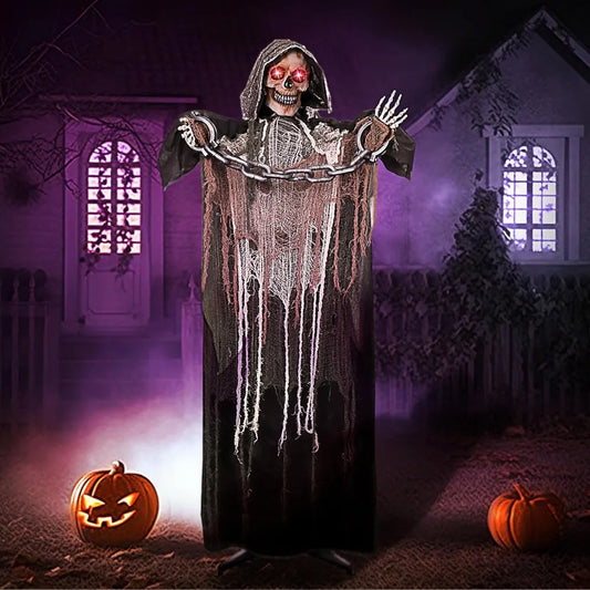 Joyfy Grim Reaper Animatronic Halloween Decoration With Chain Sound