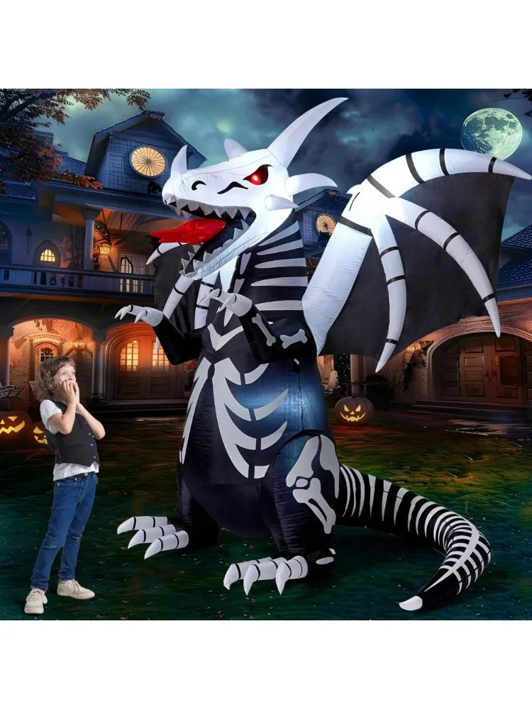 Joyfy Inflatable Skeleton Dragon Halloween Yard Decoration With LED Eyes