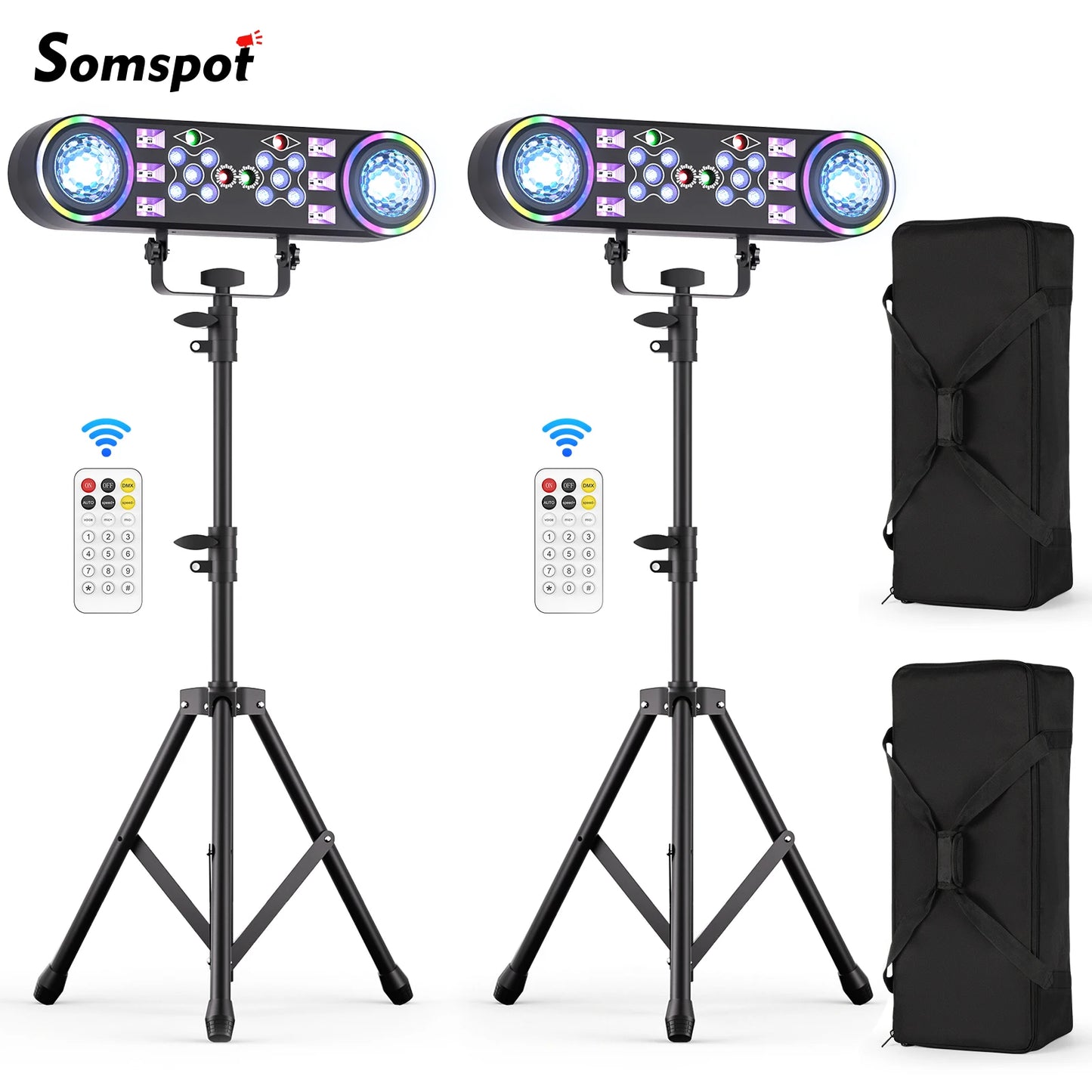 Somspot 7in1 RGBW LED Light Stand Kit With Bag Remote
