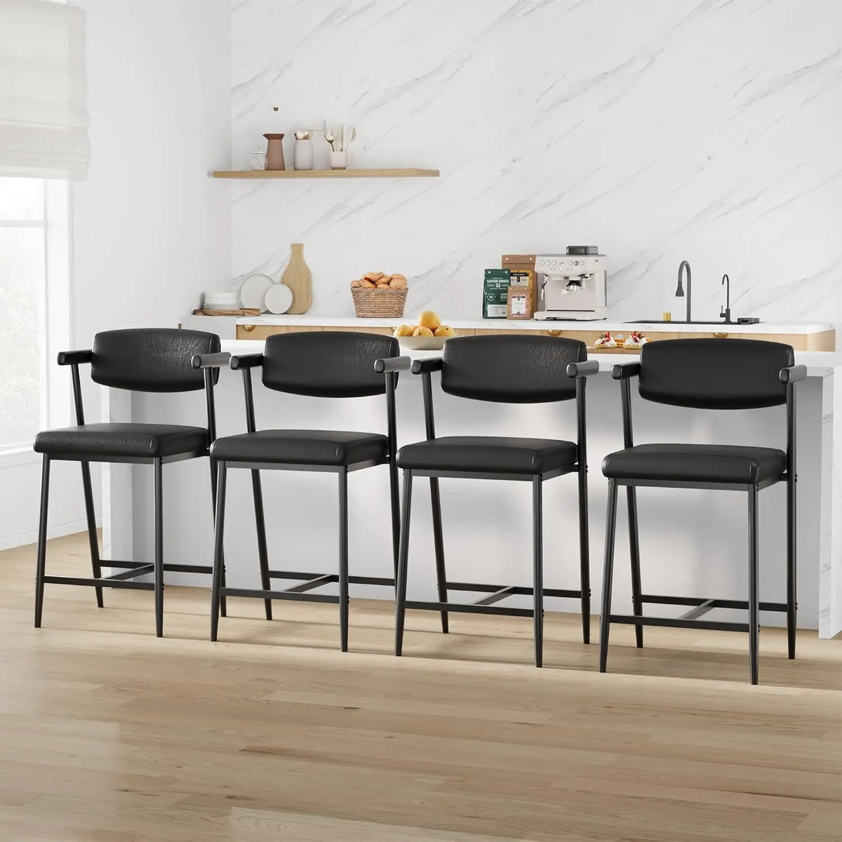 Twister Ck Upholstered Metal Bar Stools With Supportive Backrests