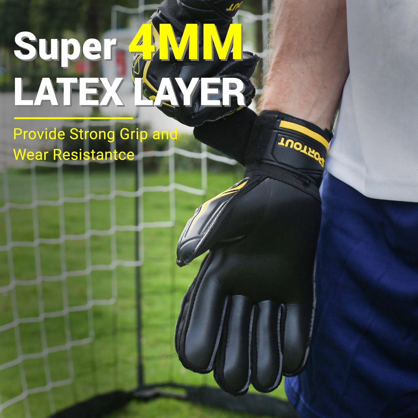 Sportout Goalie Soccer Gloves FingerSave For Kids With 4mm Latex