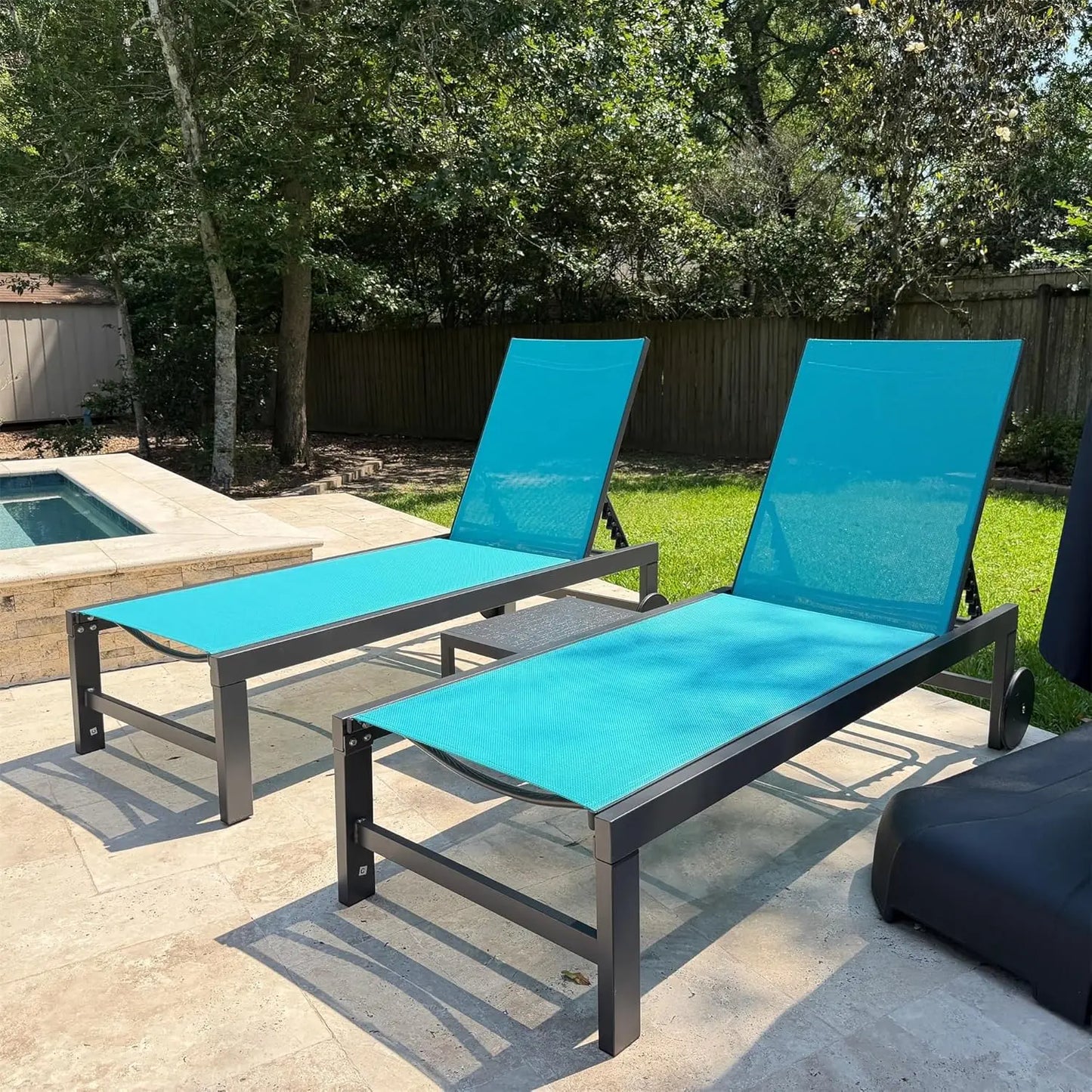 Outdoor Chaise Lounge with Wheels Aluminum Pool Lounge Chairs Set of 2 Fade-Resistant Patio Chaise Lounge with 5, Custom