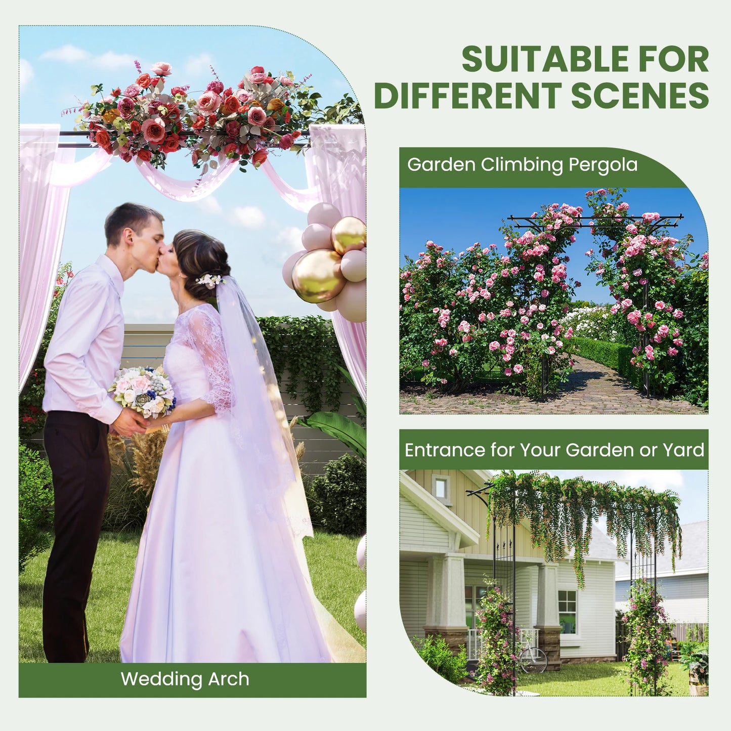 LIFEZEAL Garden Rose Arch Pergola Climbing Trellis Metal