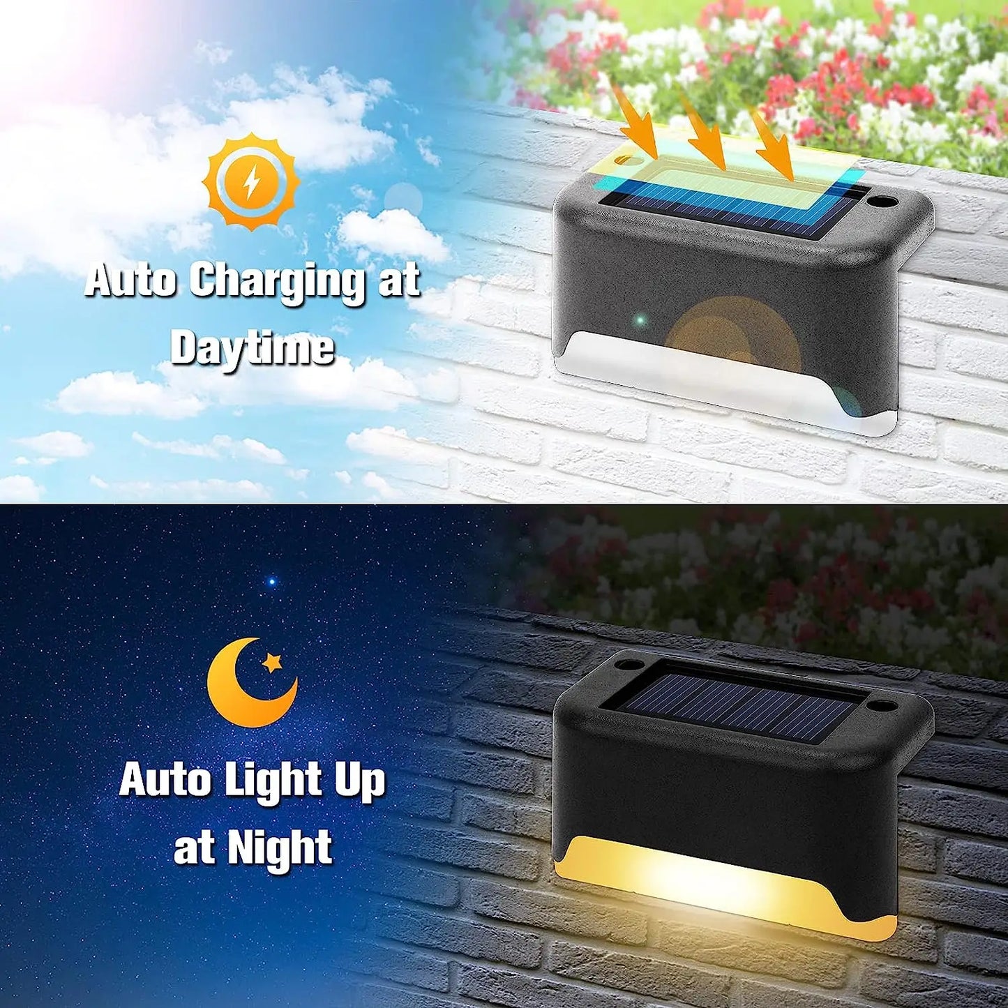 SZRSTH 16 Pack Outdoor Solar Deck Lamps For Stairs And Paths Warm White LED