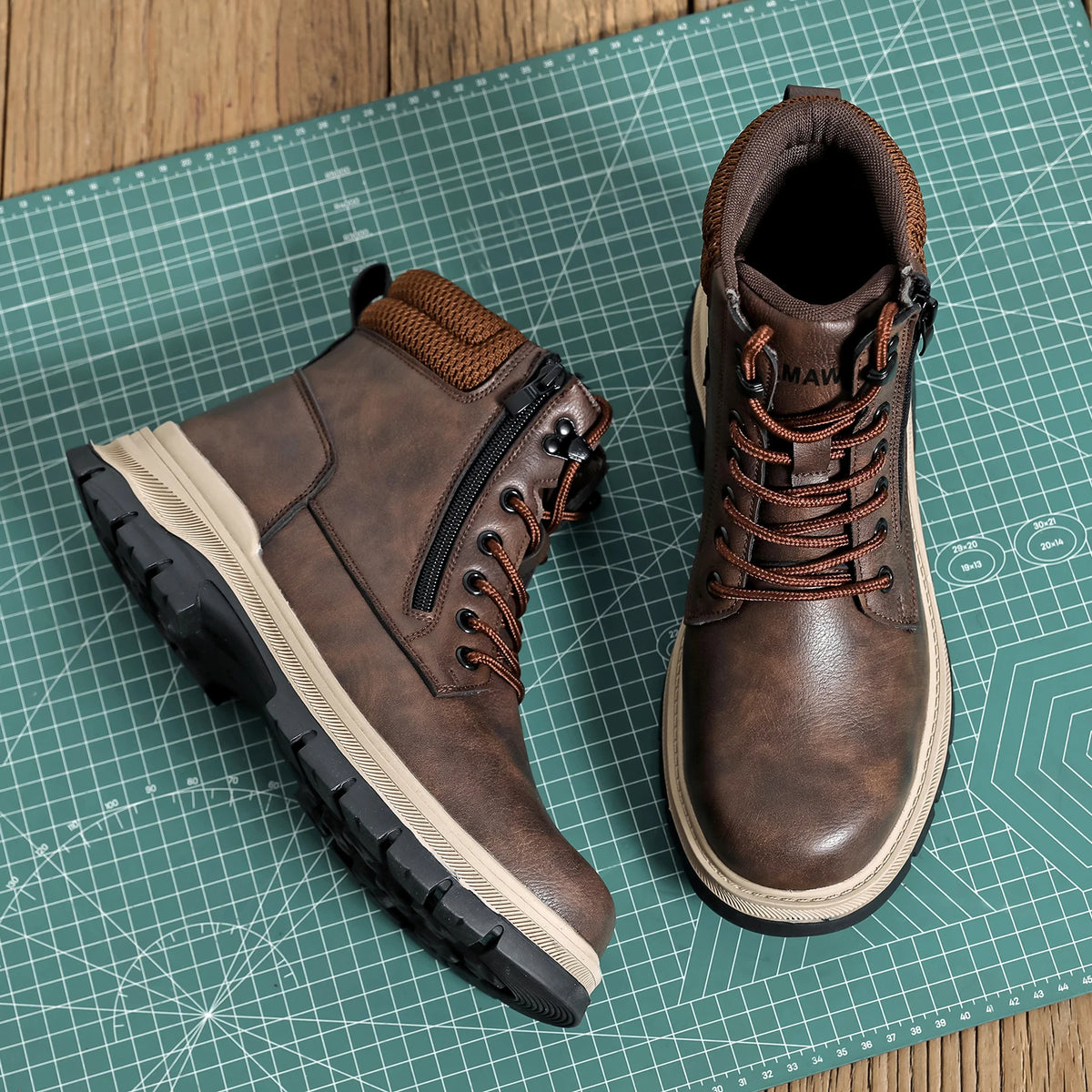 VEIGAR Men's Waterproof Leather Steel Toe Zipper Work Boots