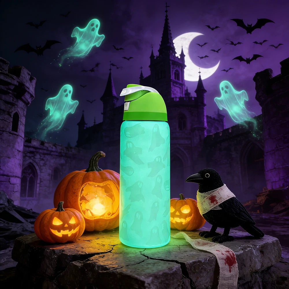 Nightlight Ghost Stainless Steel Insulated Water Bottle With Straw Outdoor