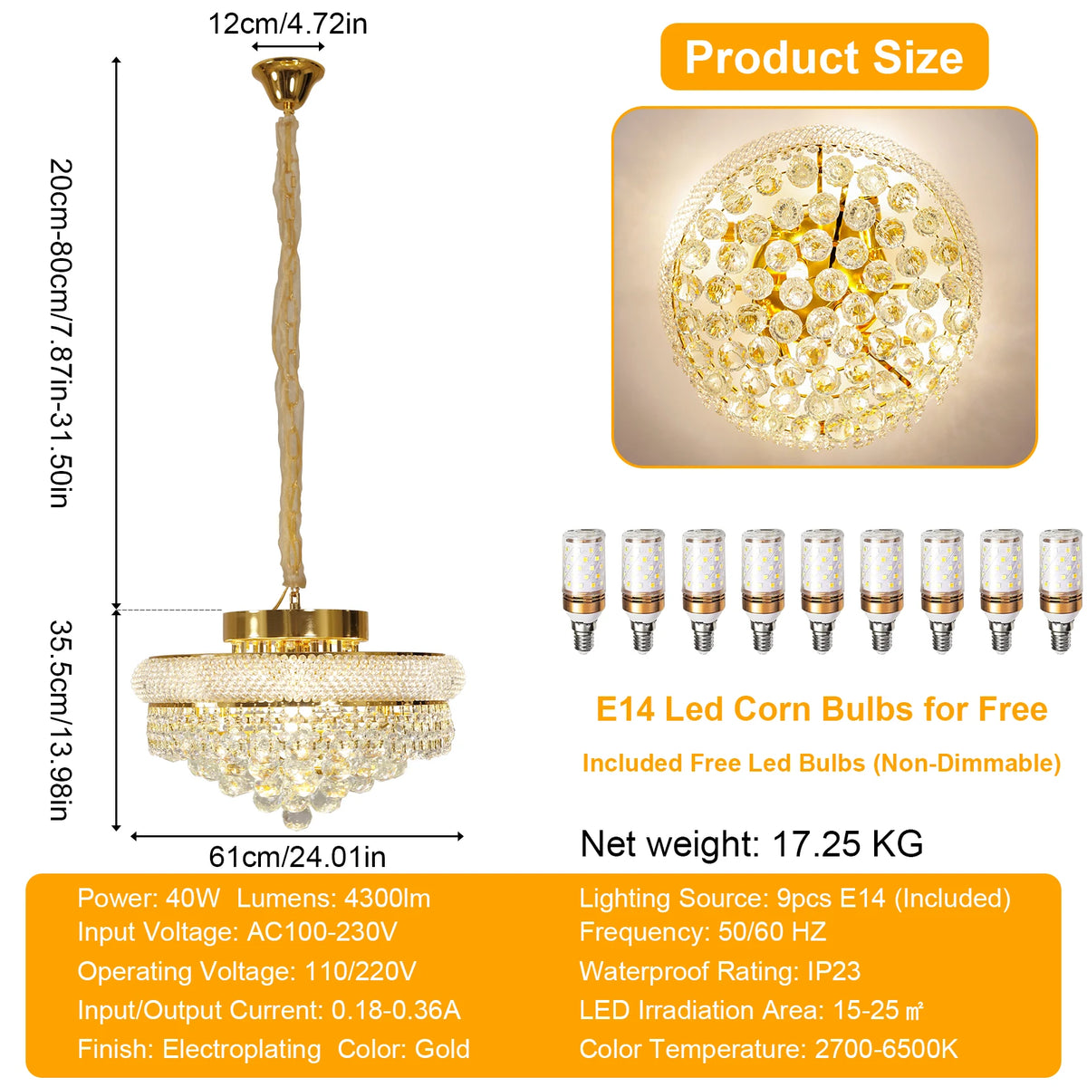 Vrygle Crystal Chandelier Pendant Light for Dining and Living Rooms