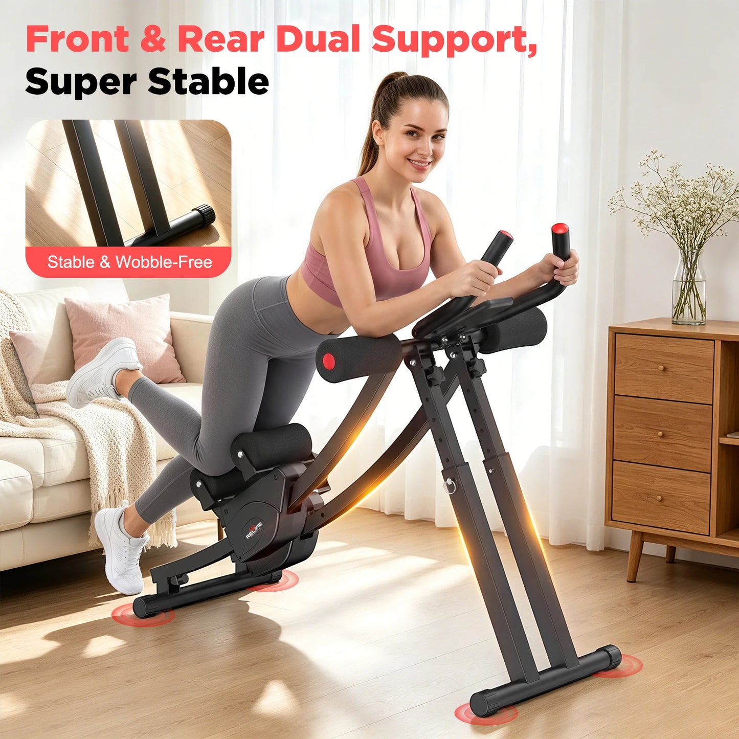 Dual Split-Track Ab Machine Core Trainer Home Fitness