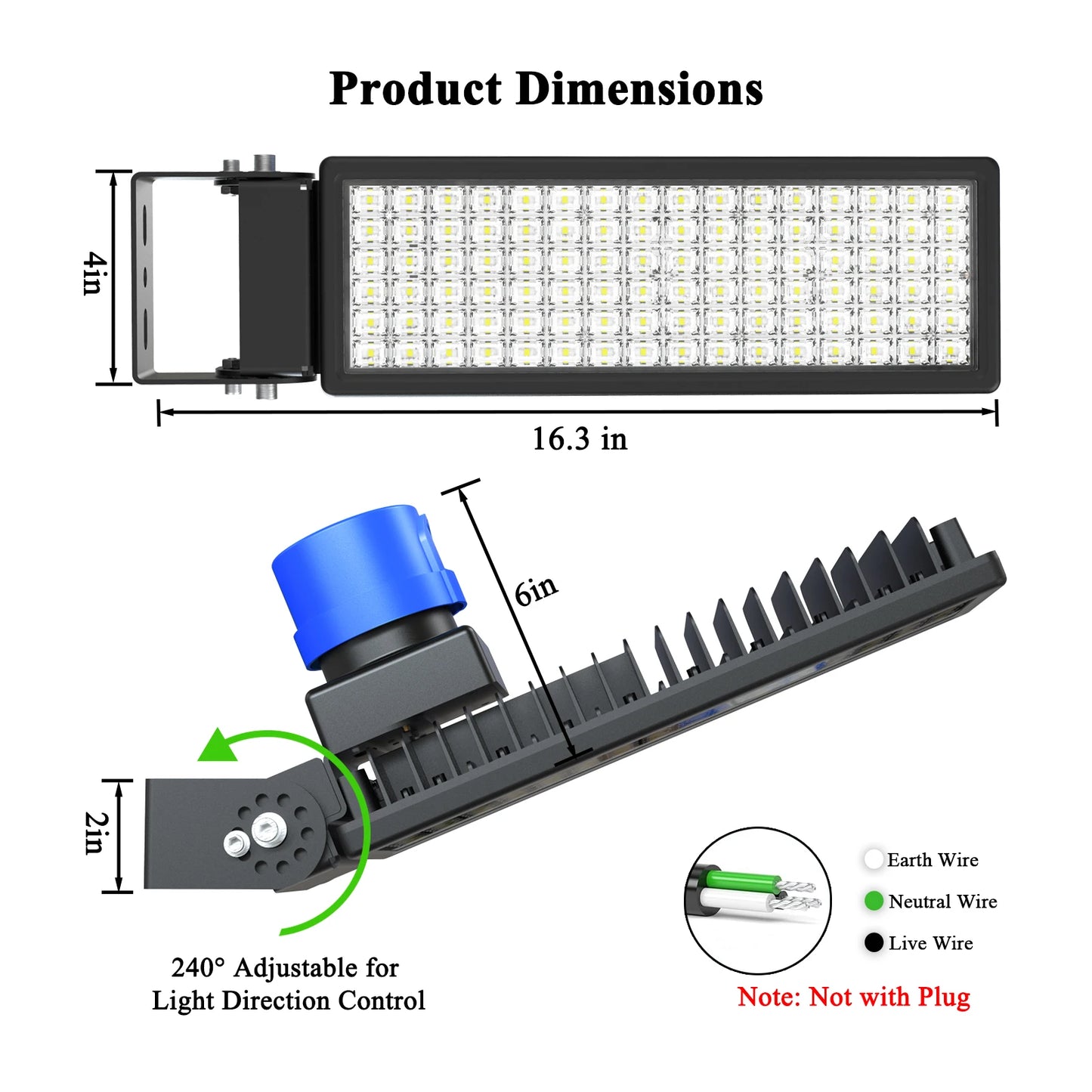 Dusk To Dawn 100W Parking Lot Light With Photocell Sensor IP67 Waterproof