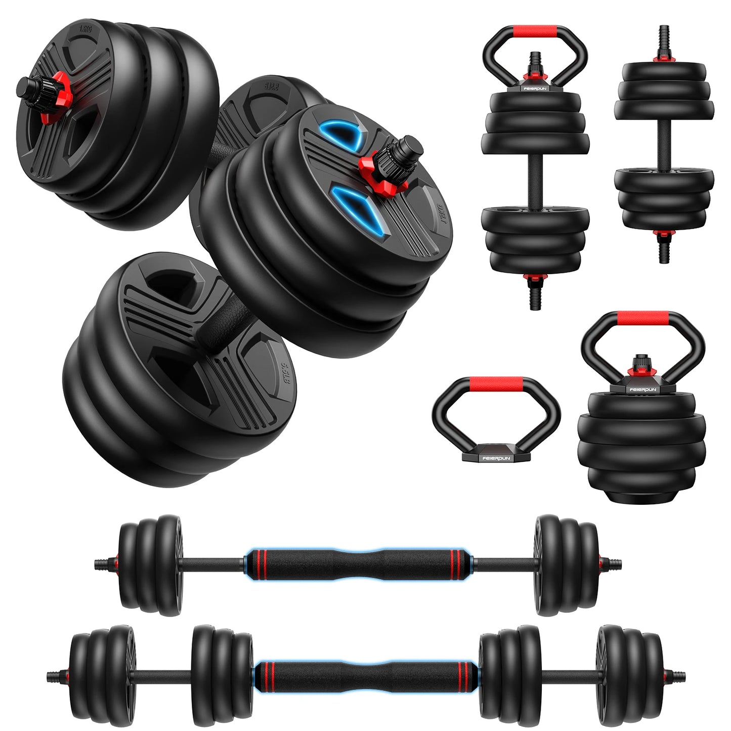 FED Fitness 5 In 1 Adjustable Dumbbell Set 20/35/45/70/90 LB