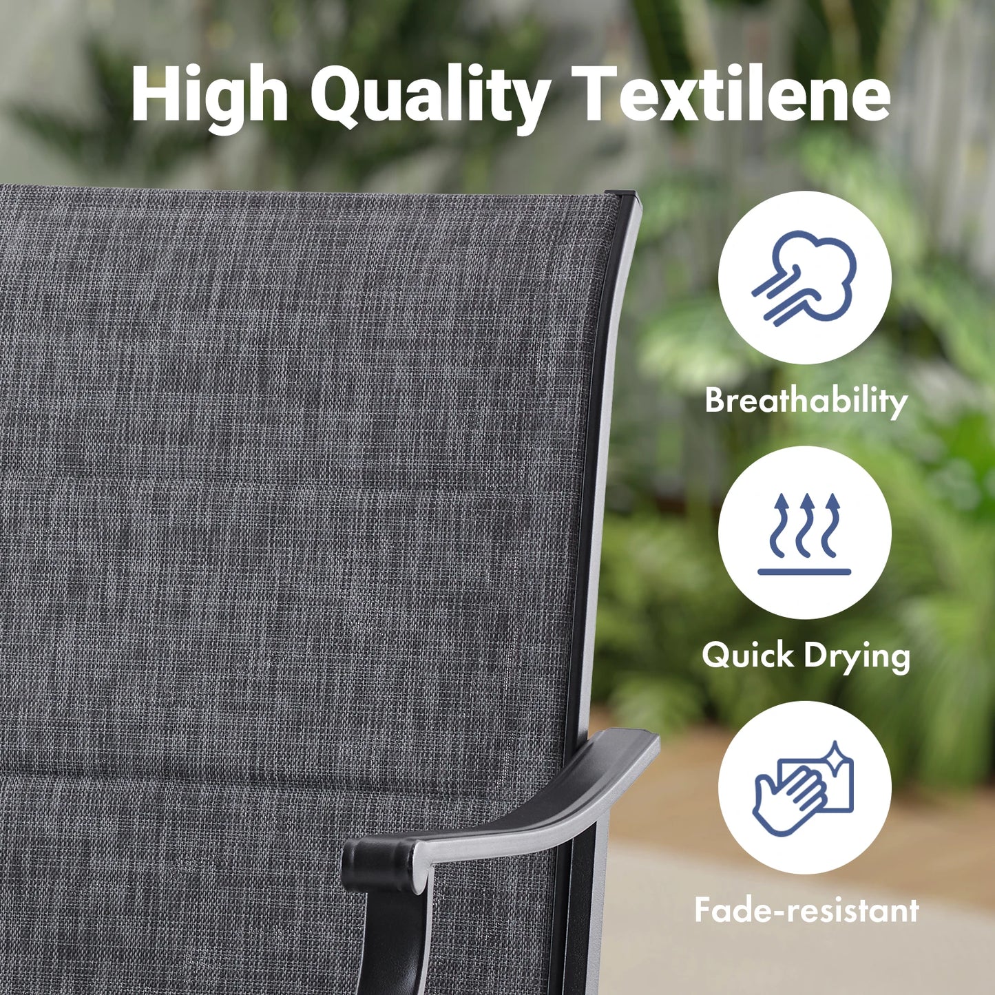 Farini 360° Swivel Outdoor Dining Chairs Set of 2, Patio Metal Paded Armchair with Textilene Fabric, All-Weather Resistant