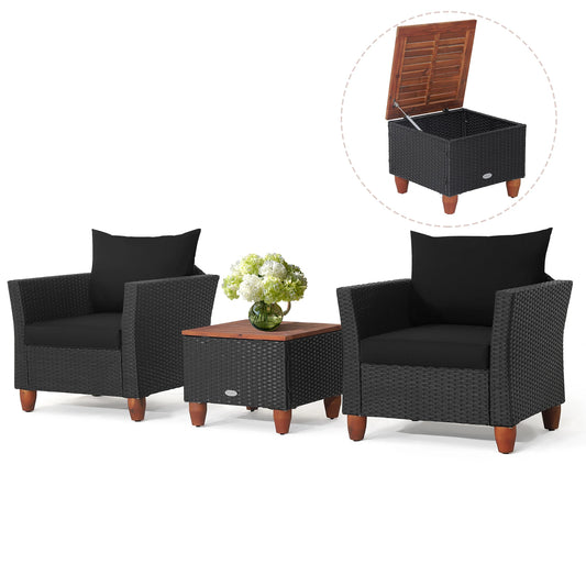 Homasis Rattan Patio Furniture Set With Storage Coffee Table