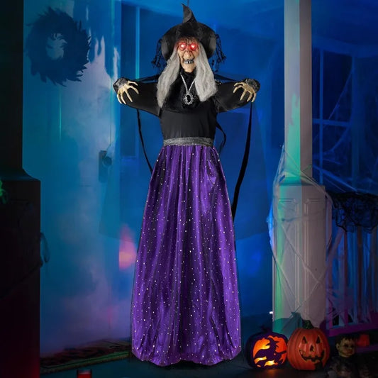 Joyfy Animated Witch Halloween Decoration With Sound Activated Led Lights