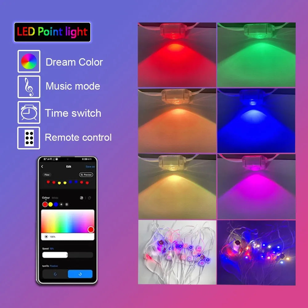 MIMIRGB Outdoor Eaves Lights LED String Strip With Bluetooth APP