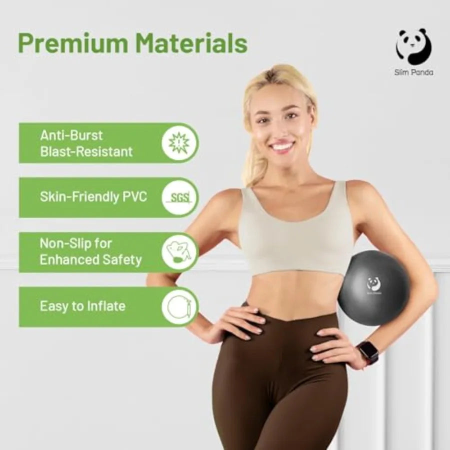 9 Inch Pilates Ball - Anti-Burst Mini Yoga Ball with Needle Valve Pump - Small Exercise Core Ball for Barre, Stability and Phys