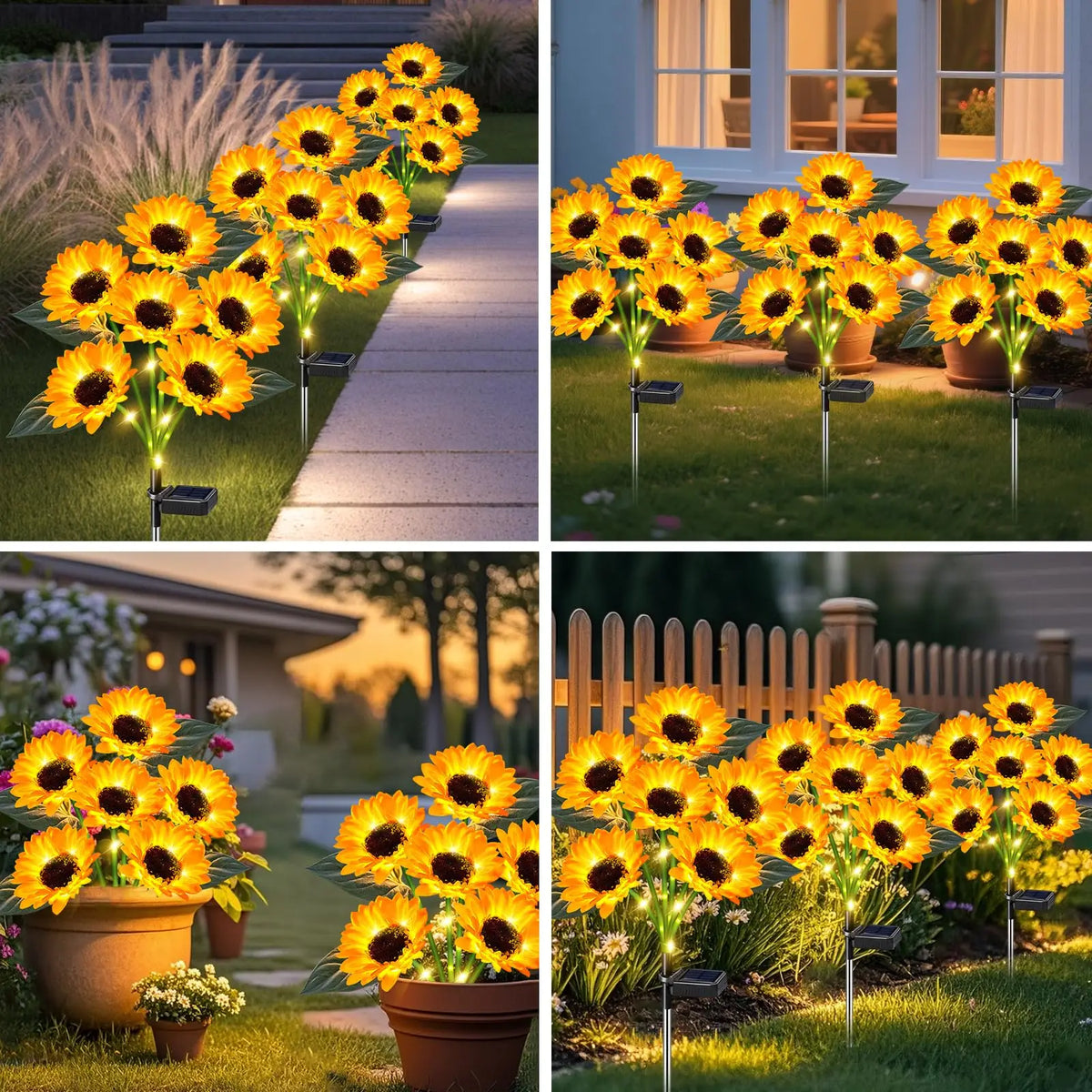 KPSTEK Solar Sunflower Lights Waterproof Outdoor LED Garden Decor