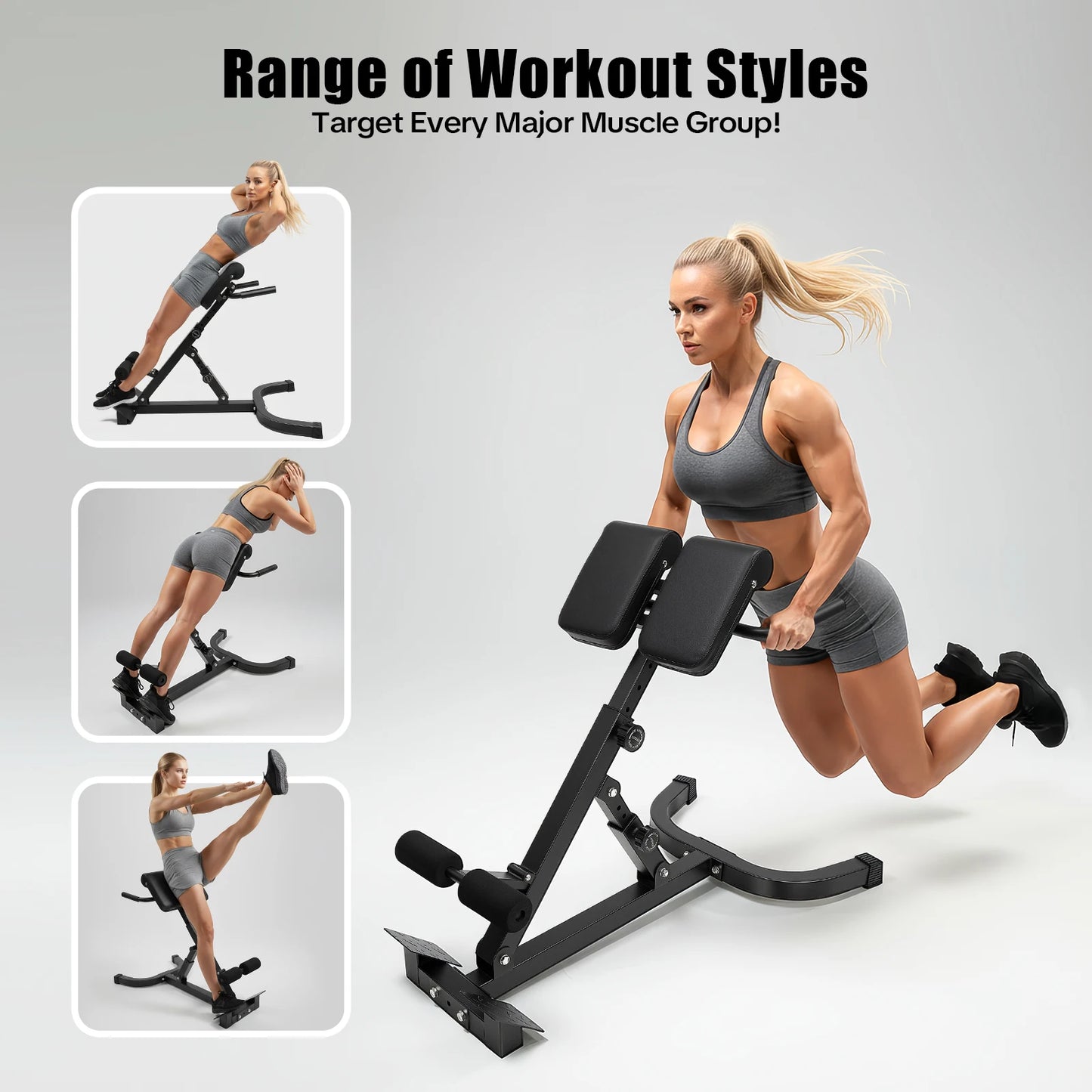 Back Extension Roman Chair With Steel Frame And Adjustable Inclines