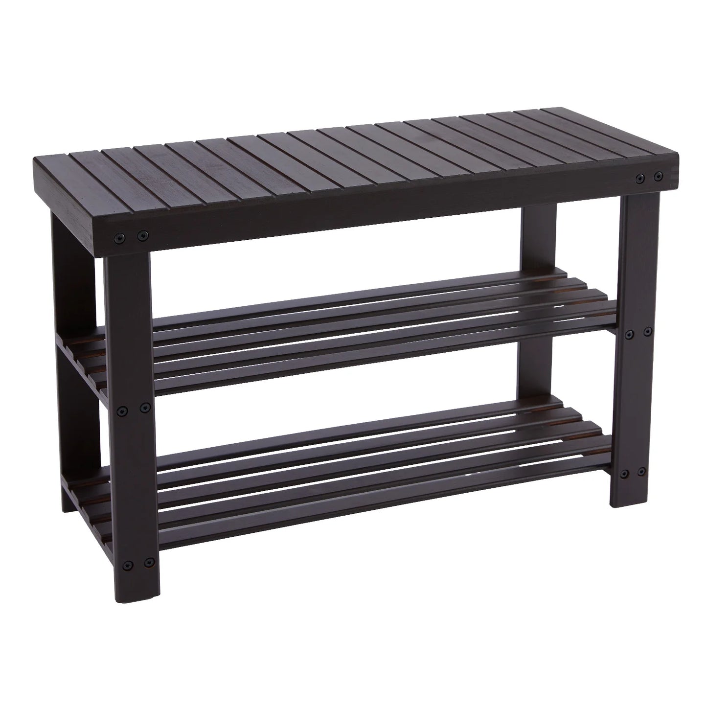 JHK 3-Tier Bamboo Entryway Bench Shoe Rack Organizer