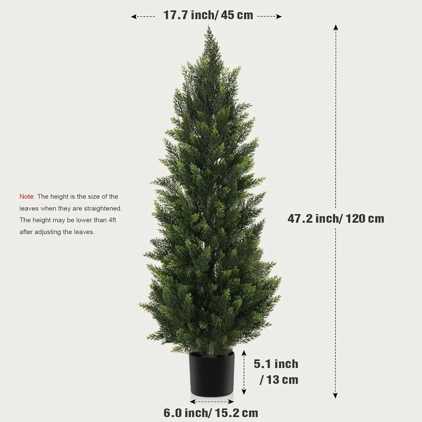 Artificial Cedar Topiary Tree 2/3/4/5/6FT Faux Evergreen Cypress Plant with Realistic Green Leaves, Outdoor Fake Shrub Bush for Front Porch, Garden, Patio, Home Office Halloween Christmas Decor