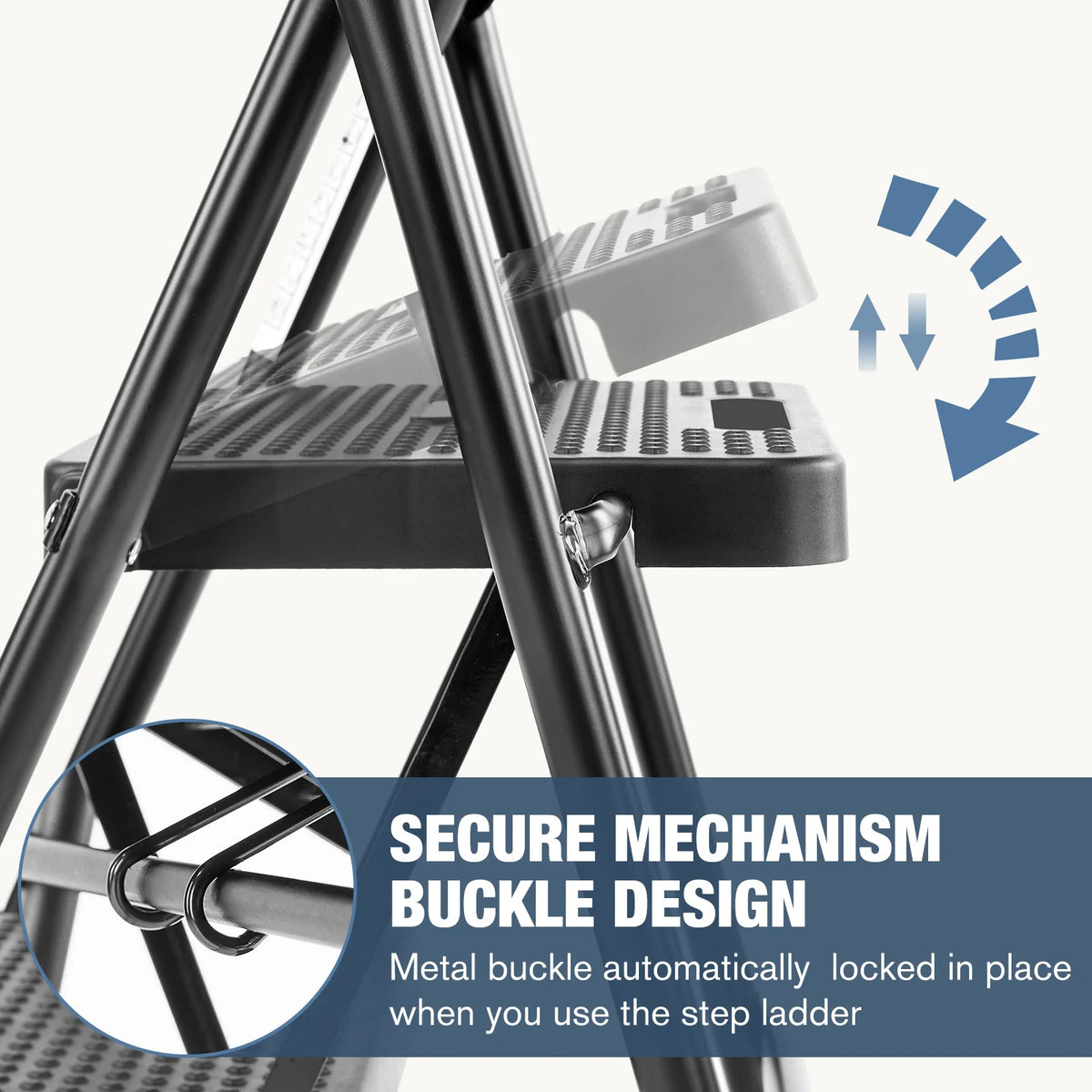 JHK Stainless Steel Folding Ladder Anti-Slip Portable Handle