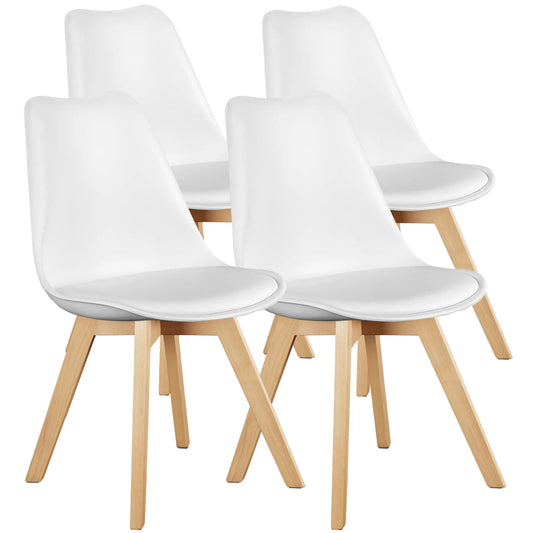JHK PU Leather Dining Chairs Set 4 With Wooden Legs