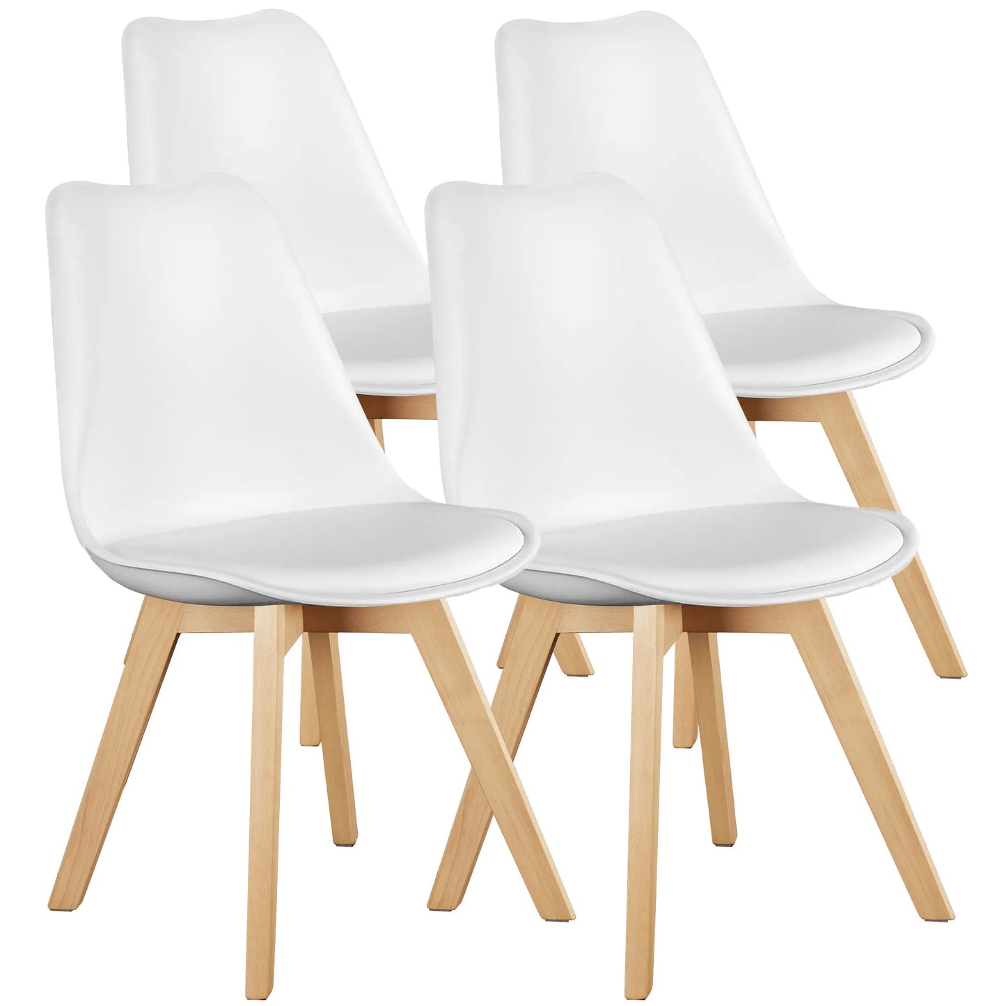JHK Premium PU Leather Dining Chairs Featuring Ergonomic Wooden Legs