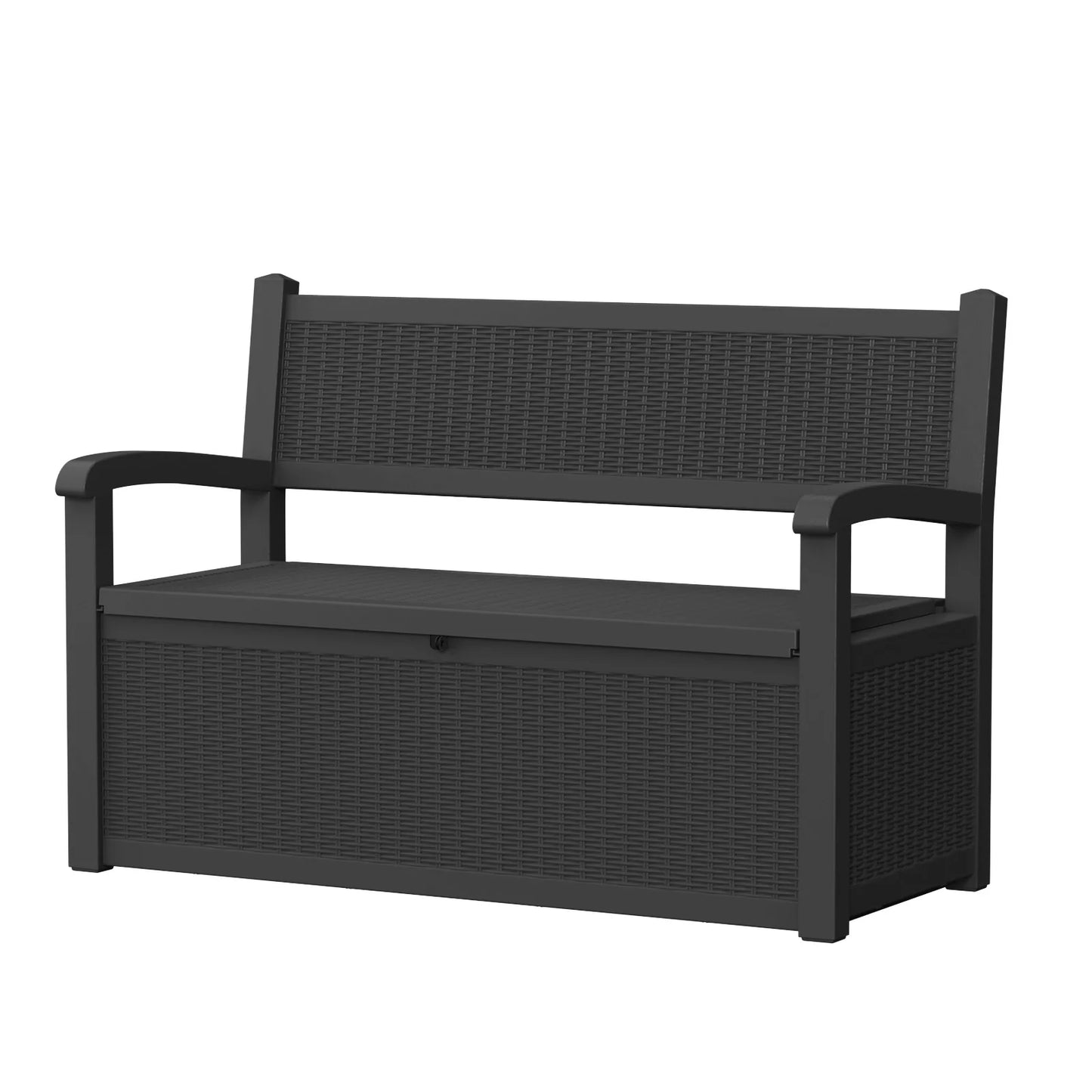 Outdoor Patio Storage Bench Plastic Weather Resistant Bench with Storage Space for Backyard Garden Poolside