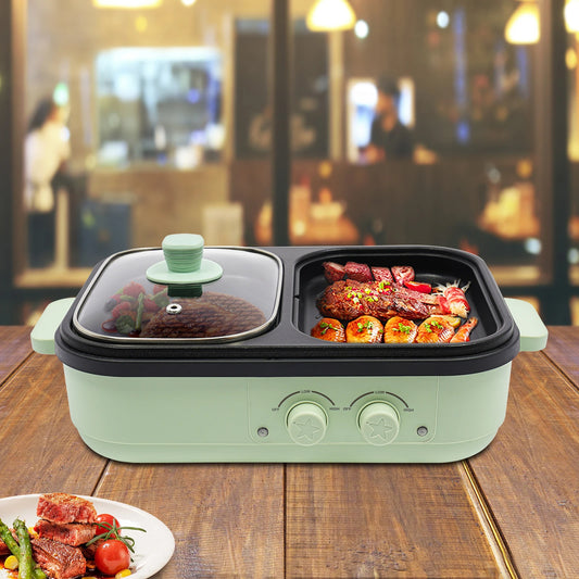 2-In-1 Hot Pot And Grill Set With Dual Heating Zones