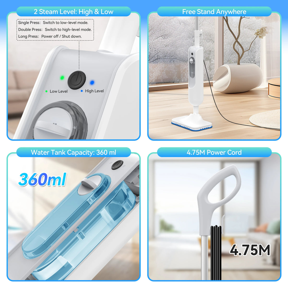 INSE Powerful 6 In 1 Detachable Electric Floor Steam Mop
