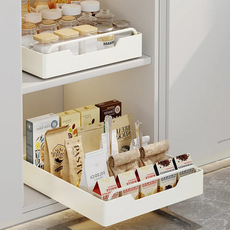CL Metal Cabinet Storage Rack Self-Adhesive Nano-Film No-Drill Heavy-Duty Sliding Drawer Basket for Kitchen Bathroom Bedroom