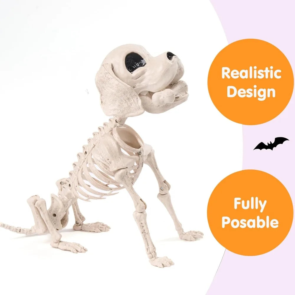Realistic Posable Halloween Dog Skeleton Garden Decoration