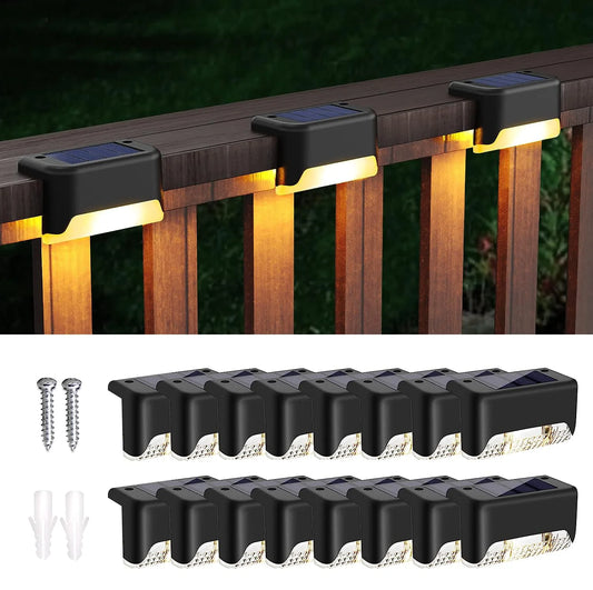 SZRSTH 16 Pack Outdoor Solar Deck Lamps For Stairs And Paths Warm White LED