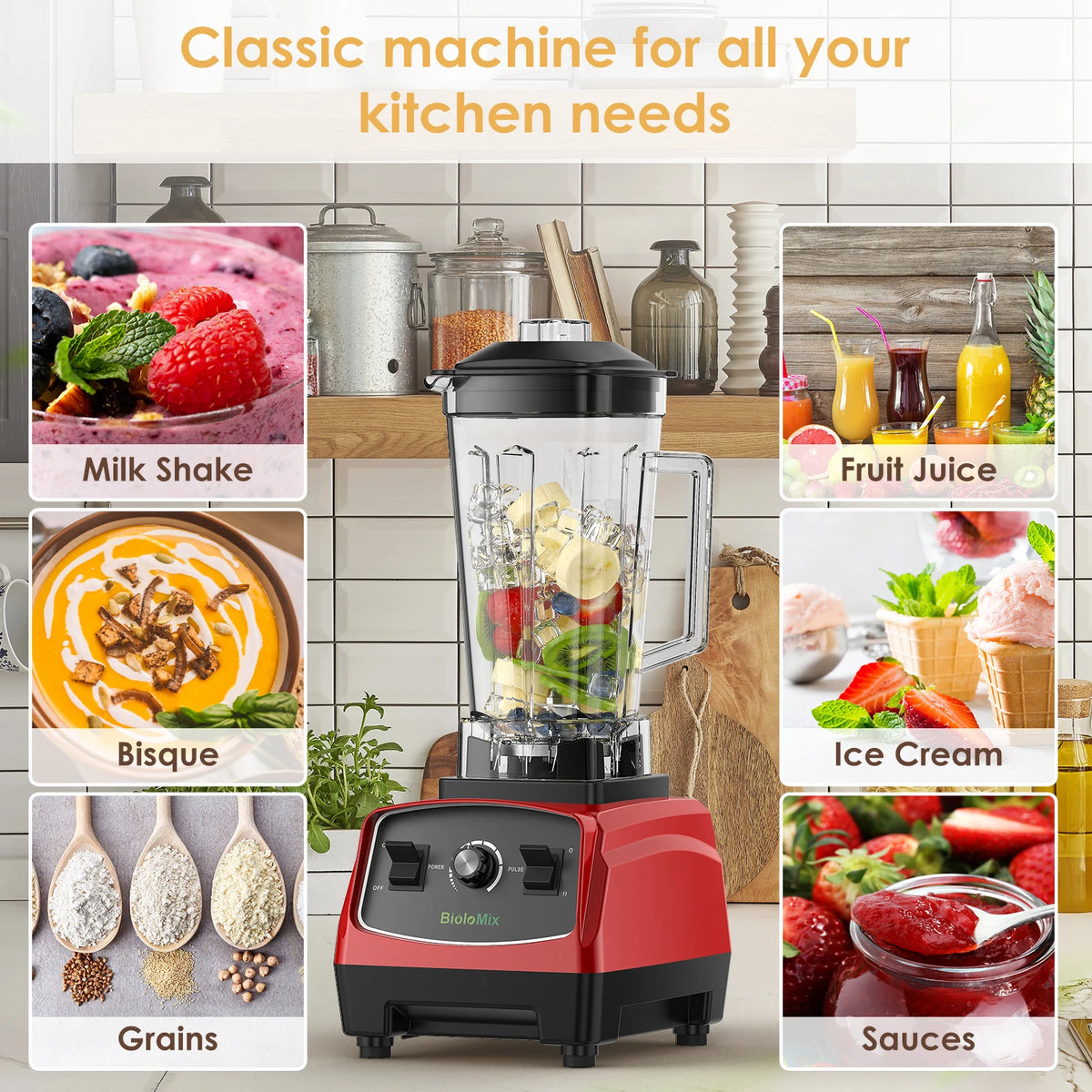 Biolomix 2200W Commercial Heavy Duty Ice Crushing Blender