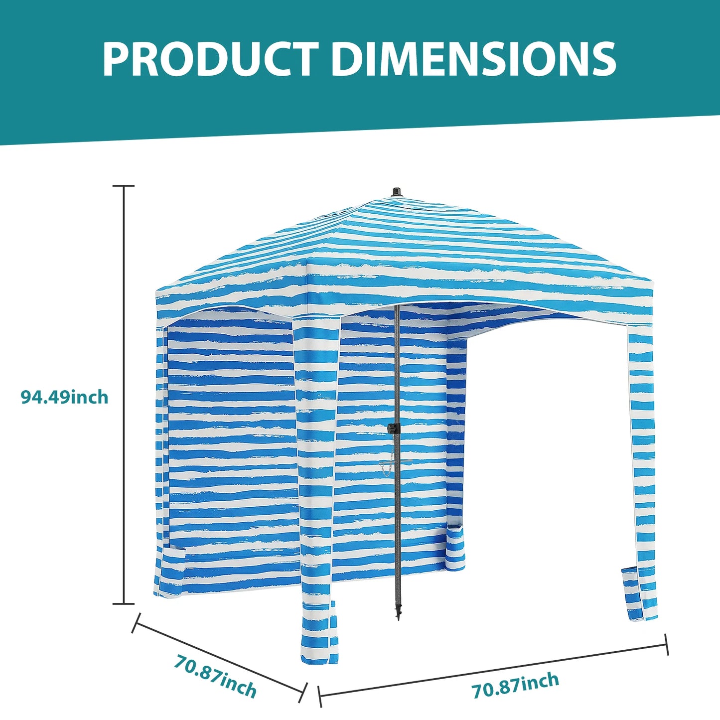 JHK 6×6 FT Beach Tent Sun Shelter with Side Wall Easy Setup Wind Resistant Cool Canopy Tent UPF 50+ Beach Cabana for Family
