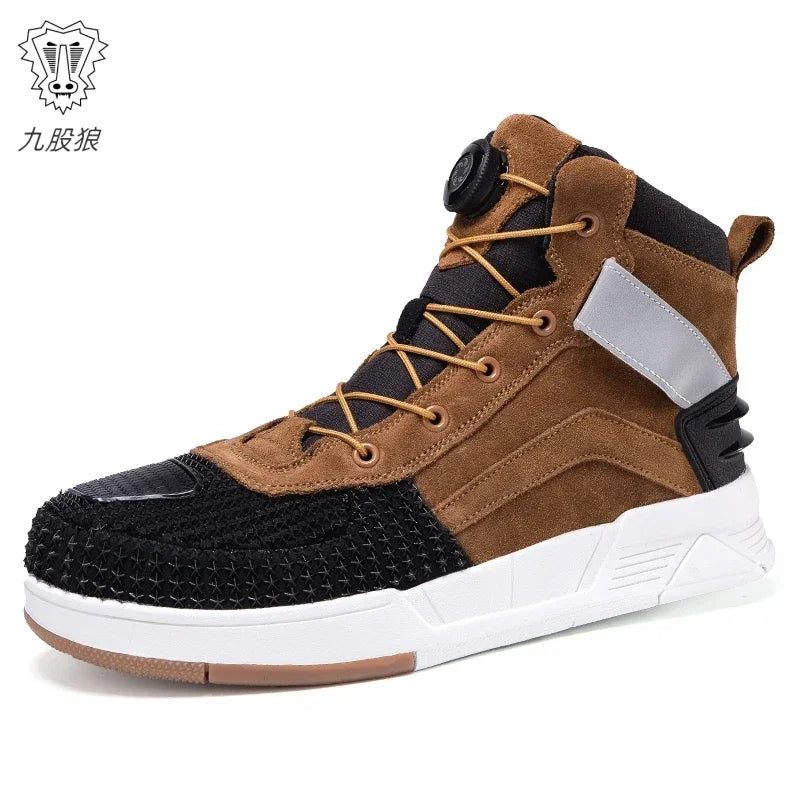 Brown Men's Sneakers Breathable Motocross Men Women Motorcyclist Shoes Casual Motorcycle Boots Boots Motorcycle Supplies