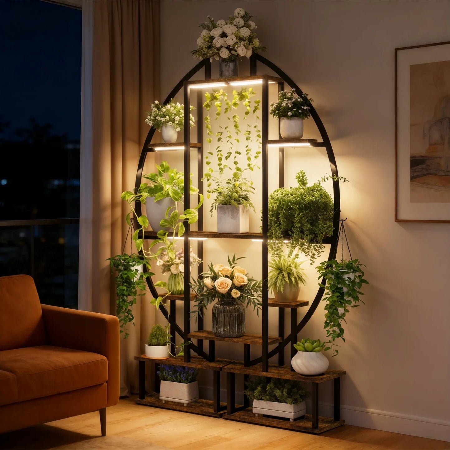 Half Moon 7 Tier Metal Plant Stand for Living Room